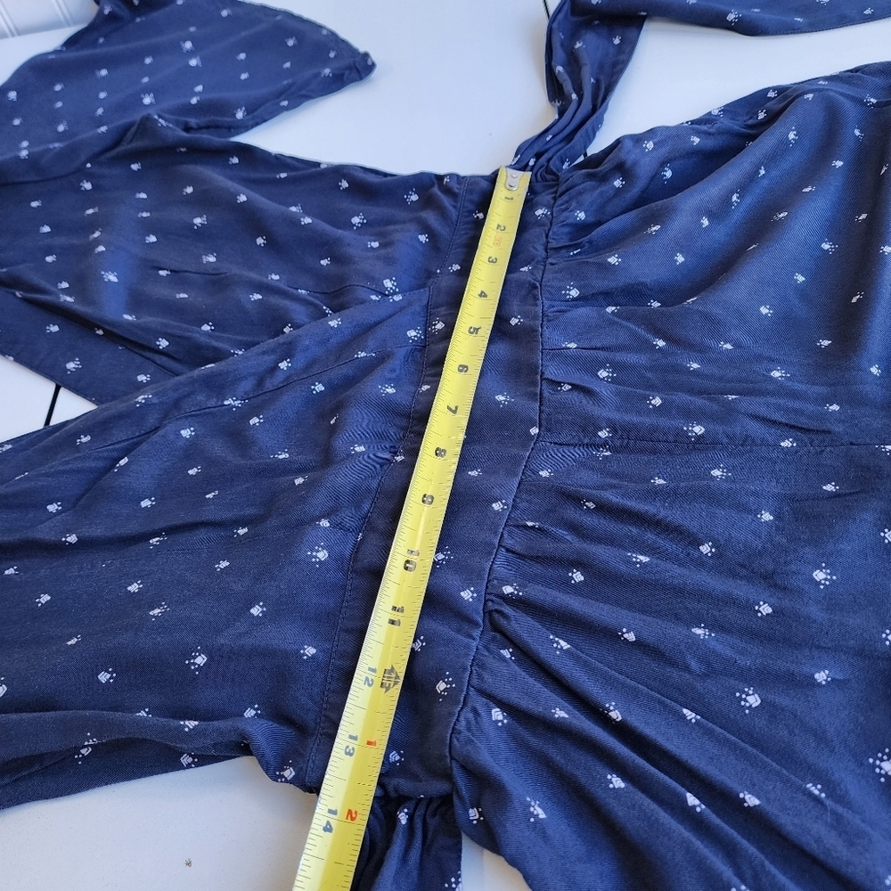 O'NEILL Gabriella Open Back Flutter Sleeve Romper Navy White Geo Print Viscose M - Picture 7 of 16